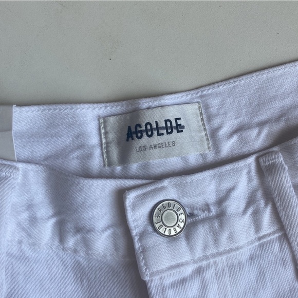 NWT AGOLDE ‘90s Straight Leg Mid Rise Loose Ripped Jean – White SZ 30 - Picture 9 of 10